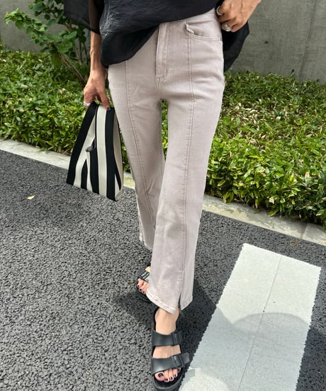 センタースリットデニムパンツ(べージュ)