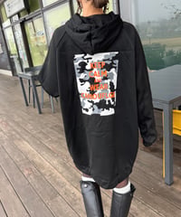 裏起毛ロゴプリントパーカーワンピース