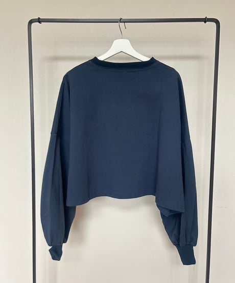 ボリューム袖ワイドシルエットロゴロンT(ネイビー)