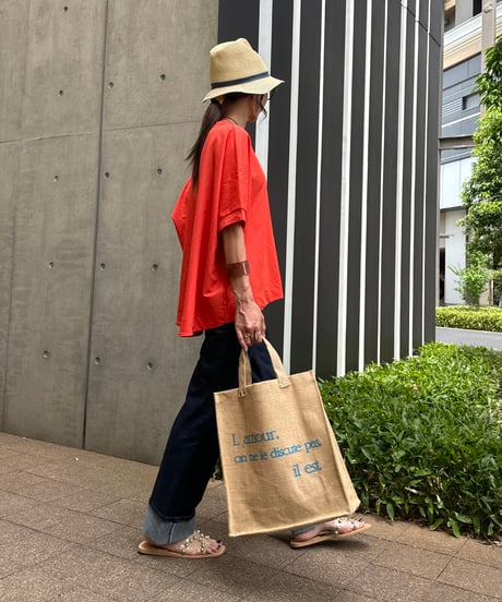 接触冷感バックロングTシャツ(オレンジ)