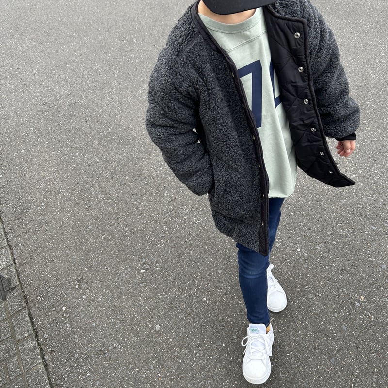 kids】 リバーシブルキルティングボアジャケット（ブラック/5size