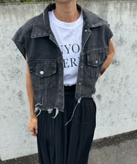 カットオフデニムショートベスト(ブラック)