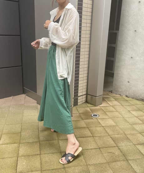 楽ちんワイドパンツ(グリーン）