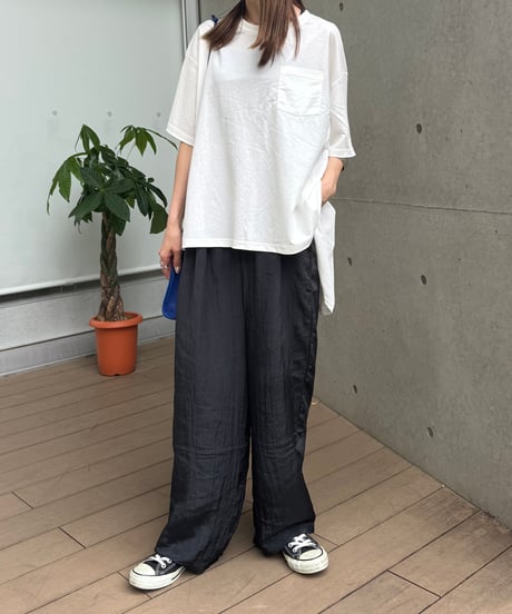 接触冷感裾フレア5分袖Tシャツ(ホワイト)