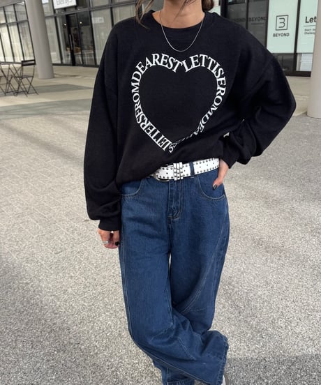 ハートレタリングニットソー