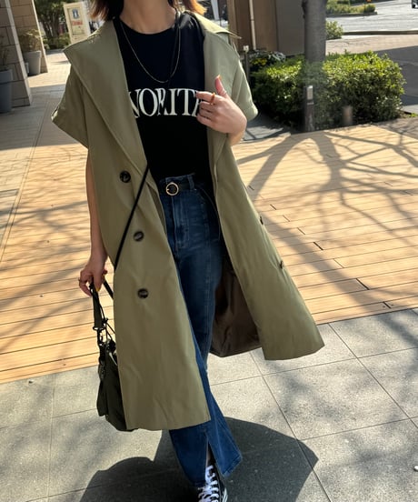 センタースリットデニムパンツ(ブルー)