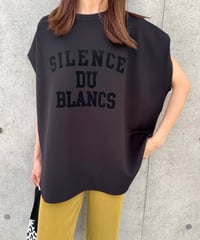 フロッキープリントフレンチスリーブTシャツ(ブラック)