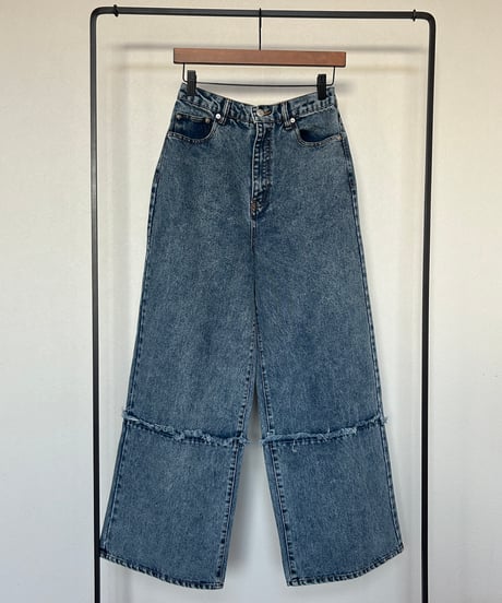 裾切替ワイドデニムパンツ(2size)