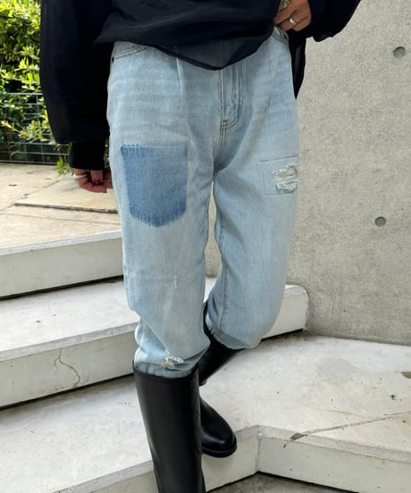 ダメージ加工デニムキャロットパンツ(3size）