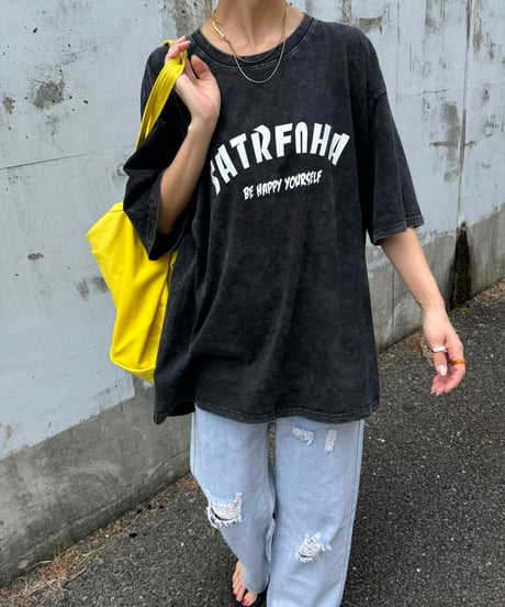 ウォッシュ加工ロゴTシャツ(ブラック)