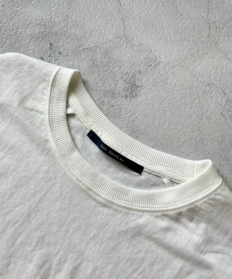 接触冷感裾フレア5分袖Tシャツ(ホワイト)