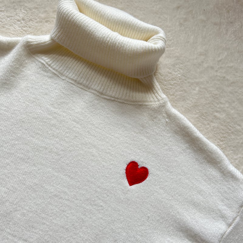 ハート柄タートルニット(ホワイト) | COPINE