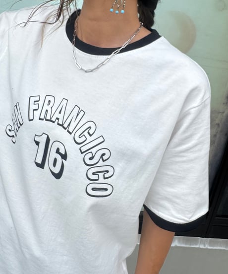 配色プリントTシャツ(ホワイト)