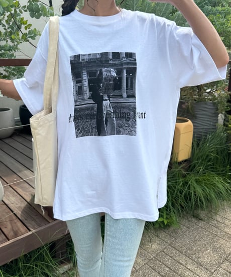 モノクロフォトプリントTシャツ(ホワイト)