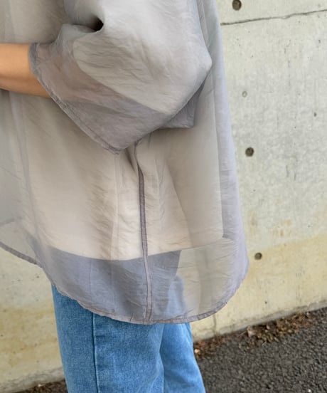 オーガンジーレイヤードロゴTシャツ(グレー)