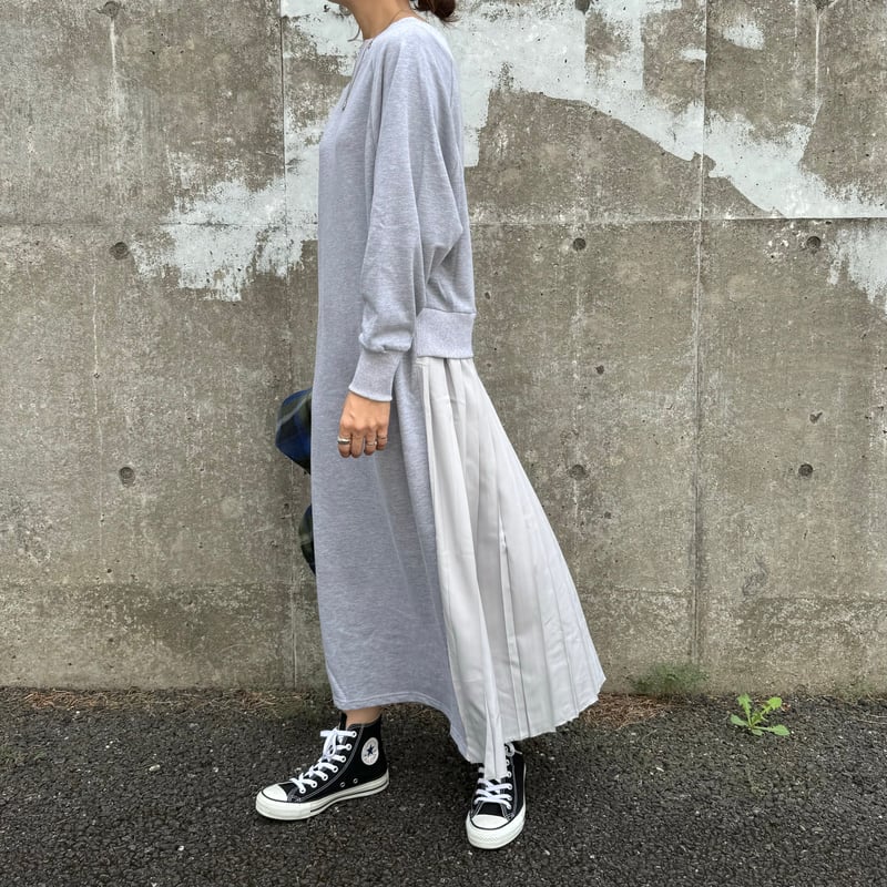 バックプリーツスウェットワンピース(グレー) | COPINE