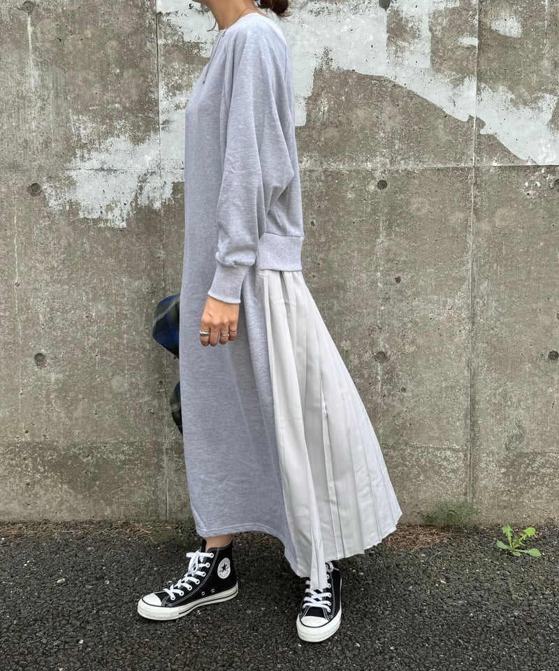 バックプリーツスウェットワンピース(グレー) | COPINE
