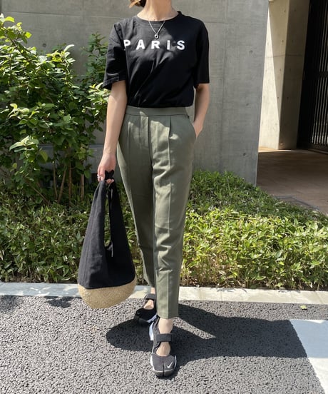 【OUTLET】美シルエット！テーパードカラーパンツ(カーキM)