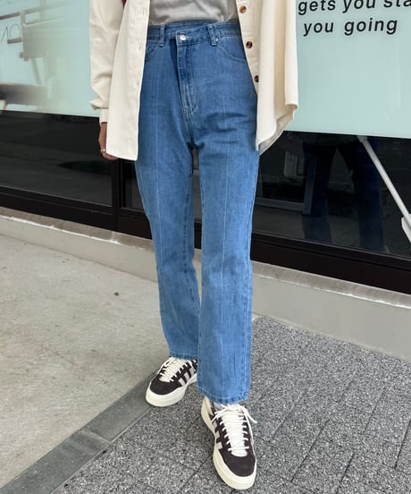 クロスデザインストレートデニムパンツ(2size)