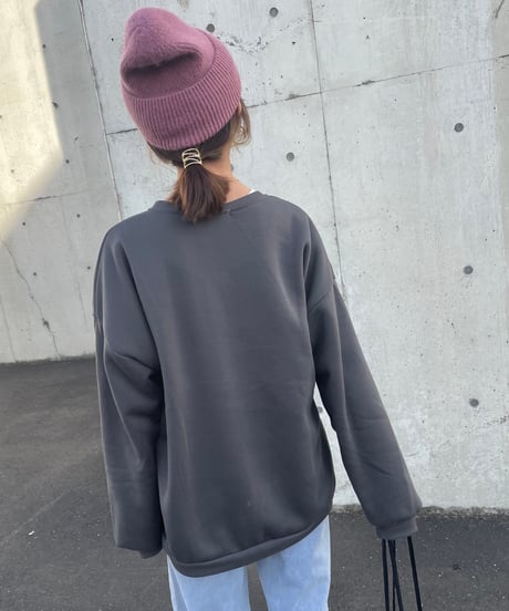 裏起毛カレッジロゴトレーナー(チャコール)