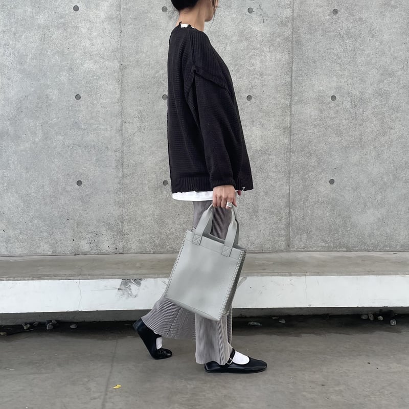 Camper ホワイト 編み込みデザイン トートバッグ レザー Camper