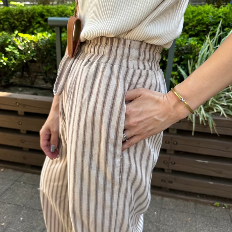 FIDRA ストライプ ベージュ パンツ XL FIDRA ストライプ ベージュ パンツ XL