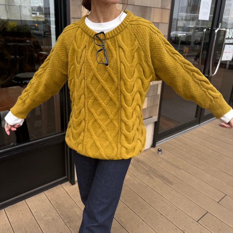 ケーブル編みゆるニット(マスタード） | COPINE