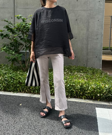 センタースリットデニムパンツ(べージュ)