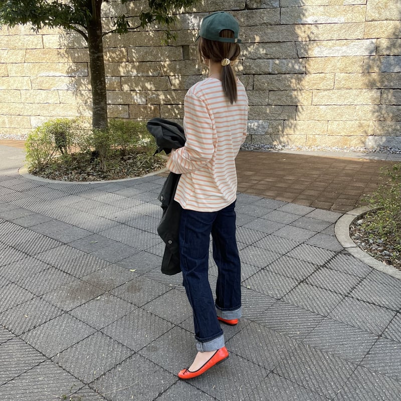 カラーボーダーロングスリーブTシャツ（オレンジ） | COPINE