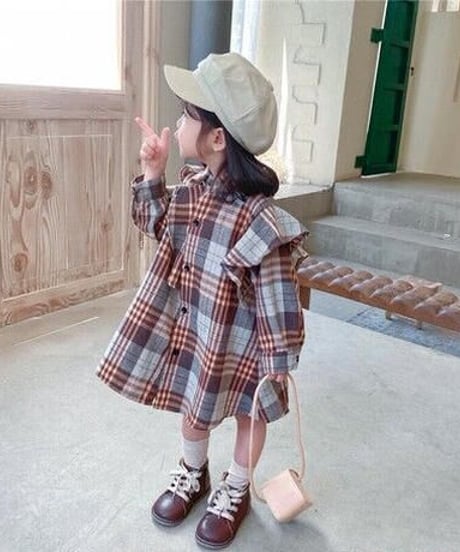 【kids】チェック柄シャツワンピース(2color・2size)