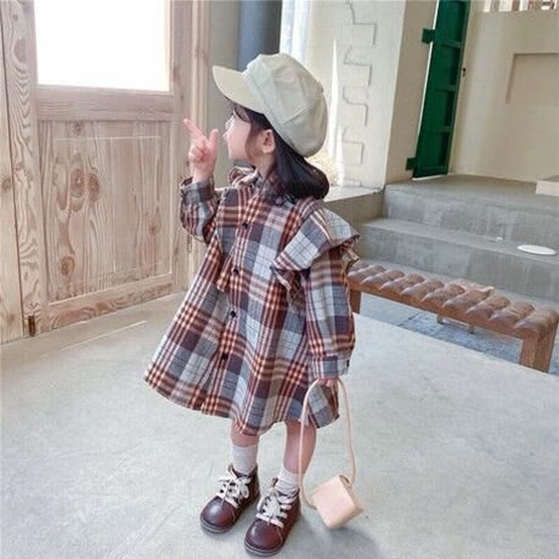 kids】チェック柄シャツワンピース(2color・2size) | COPINE kids】チェック柄シャツワンピース(2color・2size) | COPINE