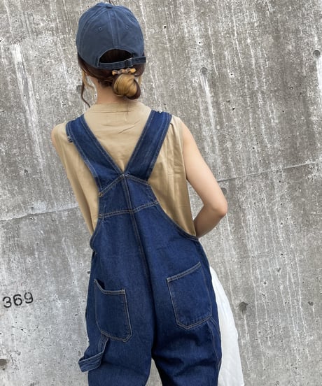 デニムサロペットパンツ（ワンウォッシュ)