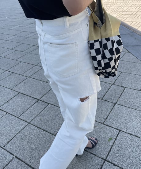 サイドカットダメージデニムパンツ（2size）