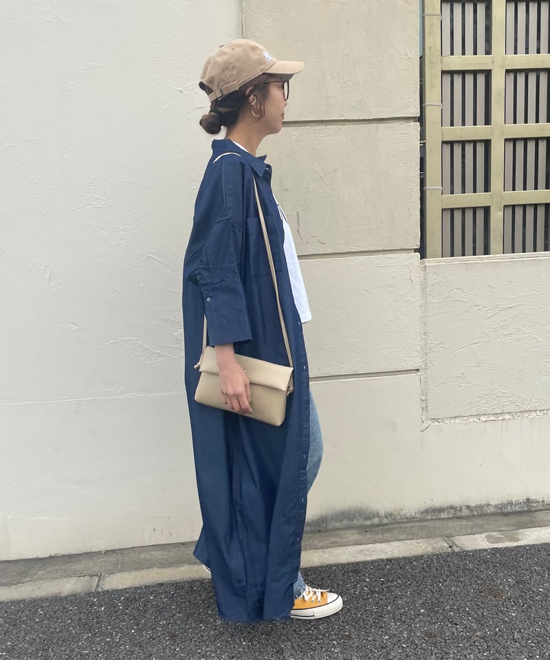 ワイド7分袖ロングシャツ(ブルー) | COPINE