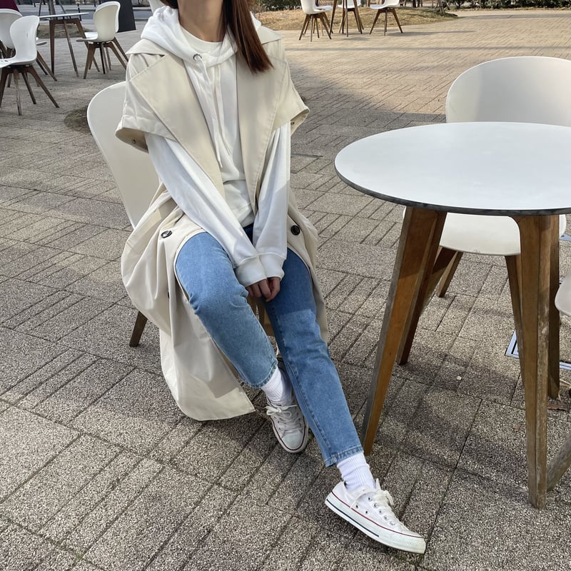 ギャバ袖2WAYロングコート(アイボリー) | COPINE ギャバ袖2WAYロングコート(アイボリー) | COPINE