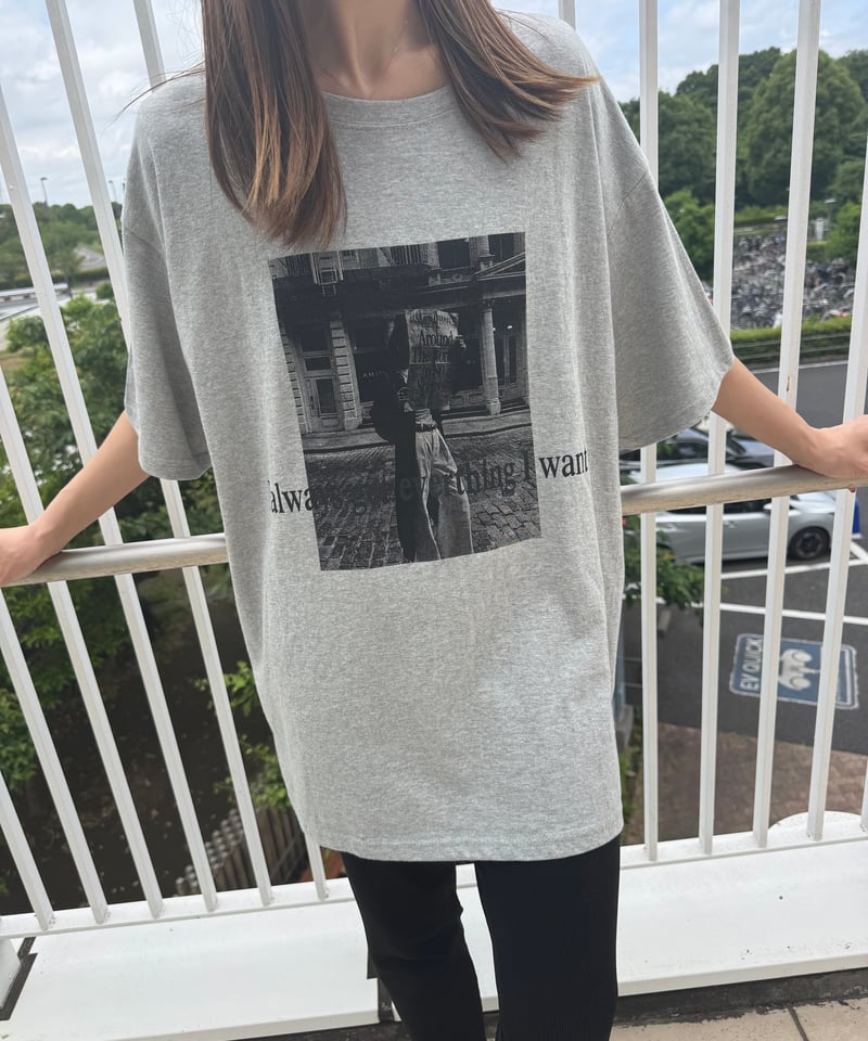 モノクロフォトプリントTシャツ(グレー) | COPINE