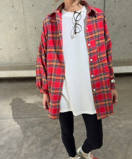 ビッグシルエットチェック柄シャツ