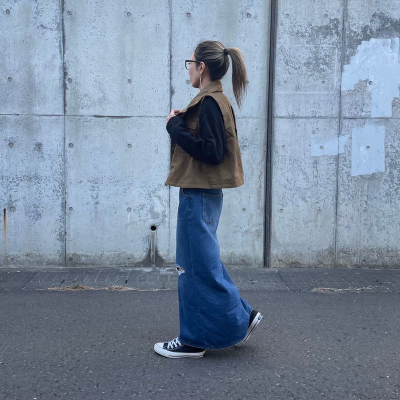 ダメージデニムロングスカート | COPINE