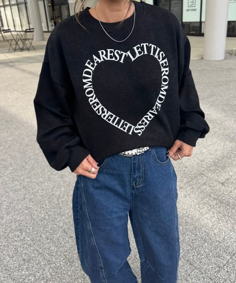 ハートレタリングニットソー