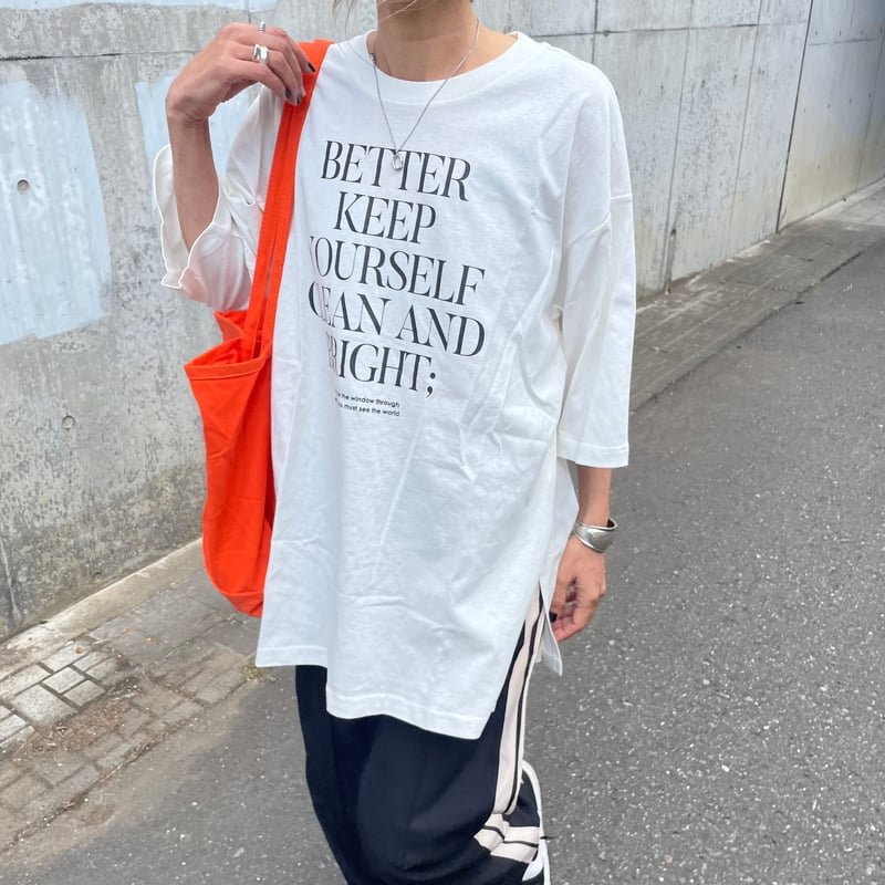 オーバーサイズロゴプリントTシャツ(ホワイト) | COPINE