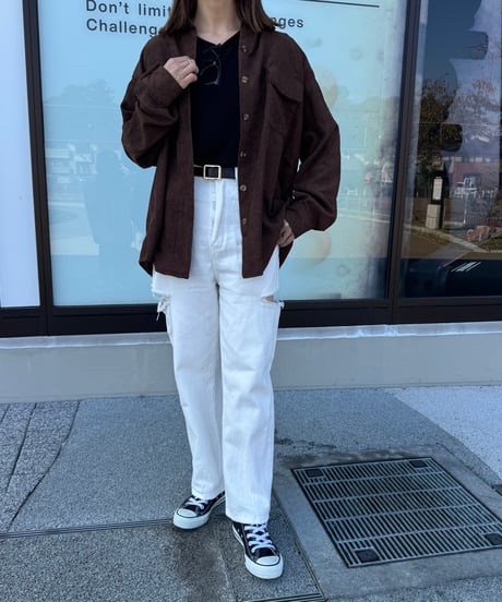 オーバーサイズコーデュロイシャツ(ブラウン)