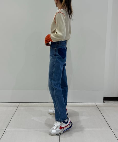 ヒップハートデザインデニムパンツ(ブルー)