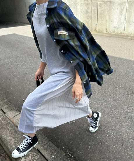 バックプリーツスウェットワンピース(グレー)