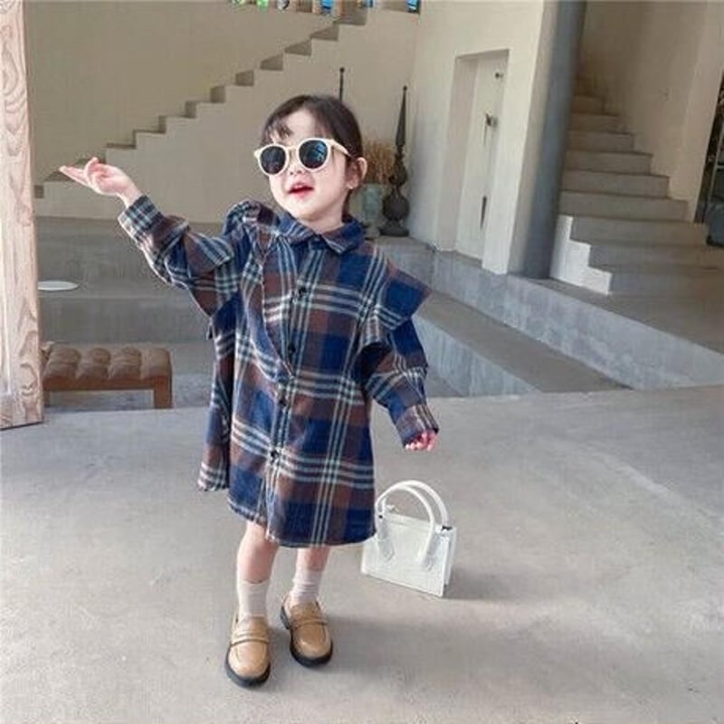 kids】チェック柄シャツワンピース(2color・2size) | COPINE kids】チェック柄シャツワンピース(2color・2size) | COPINE