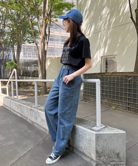 タックホックワイドデニムパンツ