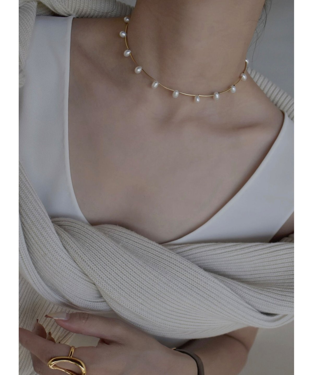 リプサリス pearl dot choker (silver)-