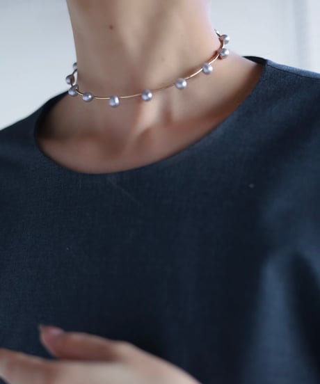 pearl dot choker GRAY