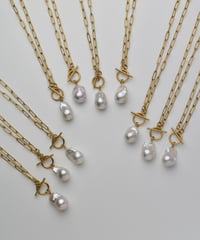 OYSTER pearl paperclip necklace【Sランク】