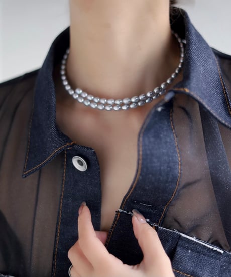 ［dip］full pearl choker（GRAY）