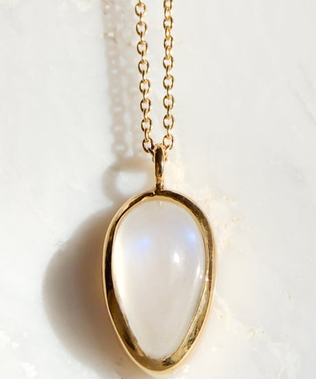 Moonstone necklace 45cm Silver 18K coating (No,202167)